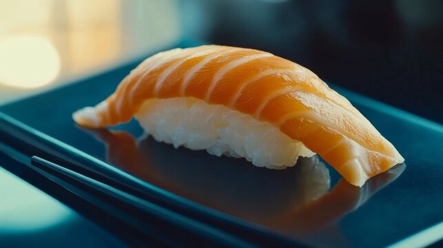 Minimalist Sashimi Presentation on Sleek Black Plate
