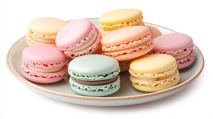 Fototapeta premium Colorful macaroons on white background