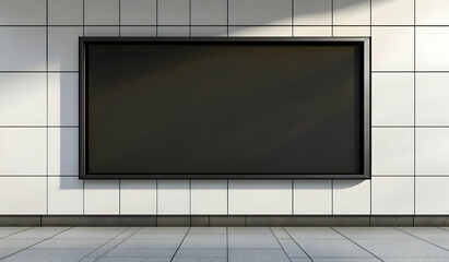 Fototapeta premium Empty Black Screen Mockup on Wall Display