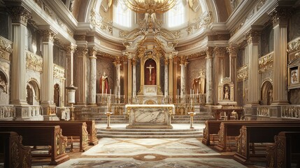 Fototapeta premium Elegant Vintage Marble Pulpit in Victorian Church