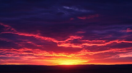 Fototapeta premium A vibrant sunset with dramatic clouds, showcasing the beauty of nature's colors.