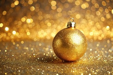 Shimmering gold Christmas ornaments for a magical holiday celebration