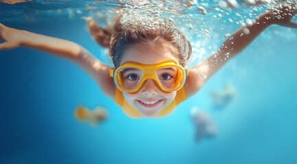 Naklejka premium A girl snorkeling in the sea
