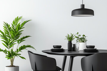 Modern minimalist dining space with greenery a harmony of design and nature