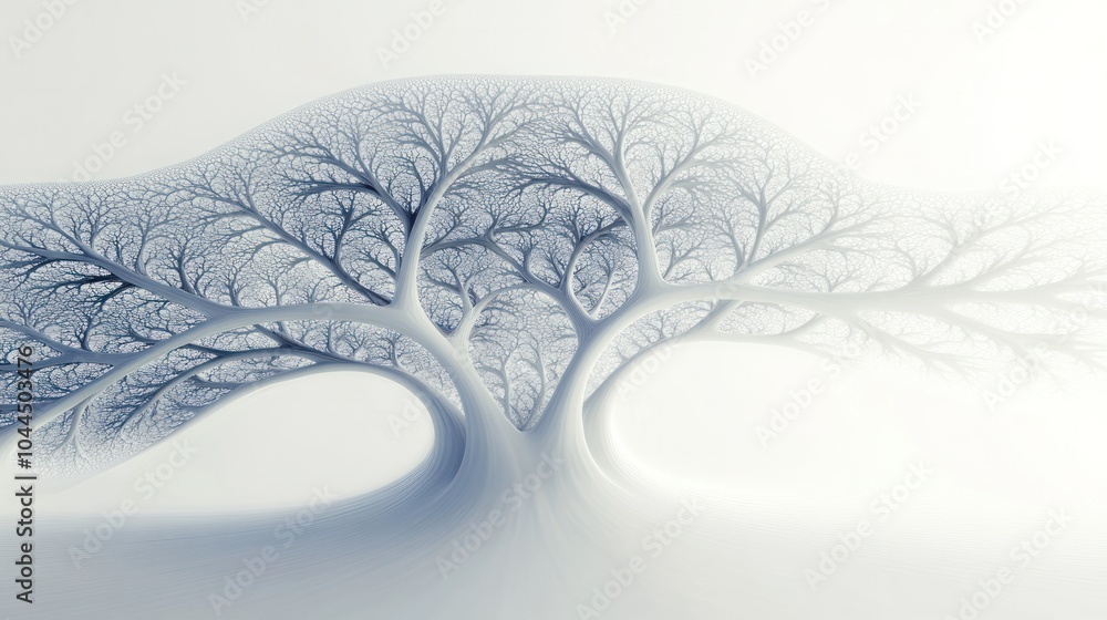 Aufkleber conceptual depiction of a quantum tree, where the trunk is composed of delicate lines and particles,