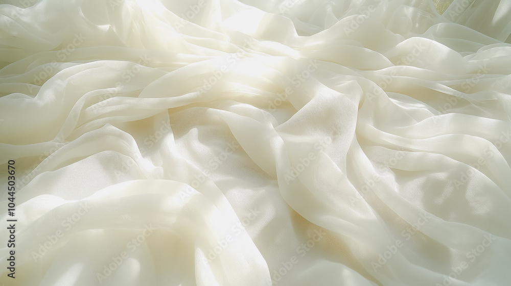 Poster a white fabric with a pattern of lines and dots. the image has a dreamy, ethereal quality to it