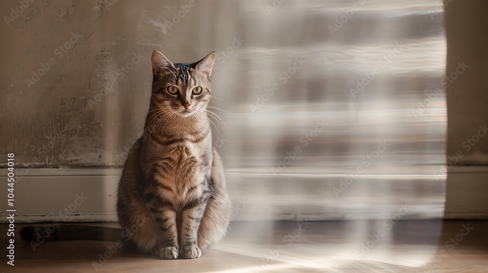 Poster A serene cat sitting calmly capturing the essence of tranquility and inner peace with intriguing looping visuals