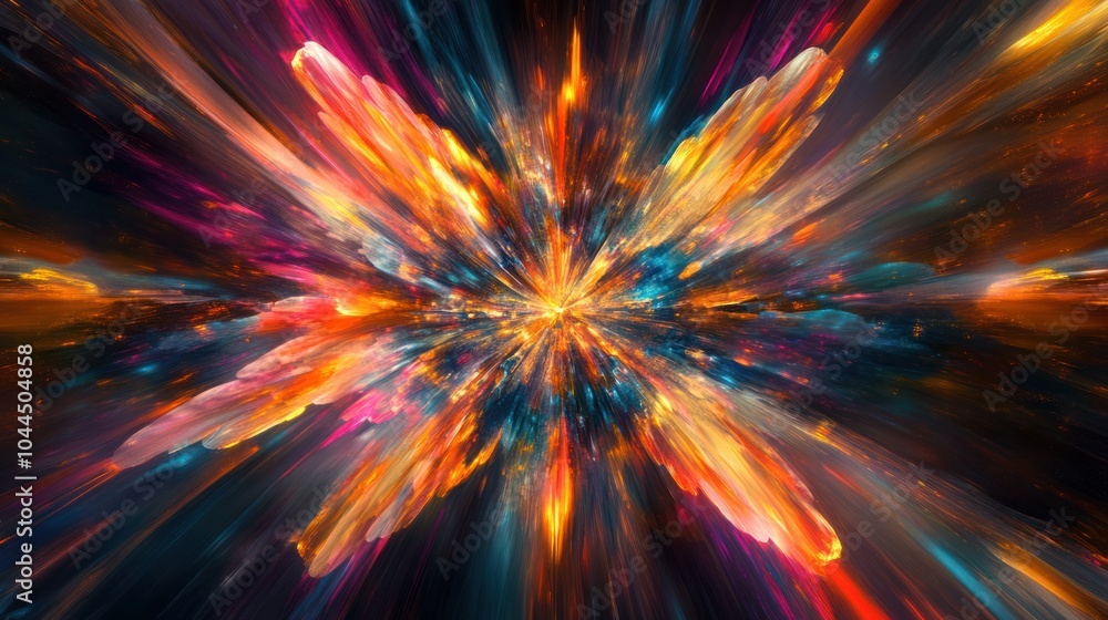 Poster dynamic abstract piece that captures the essence of quantum superposition, where multiple realities 