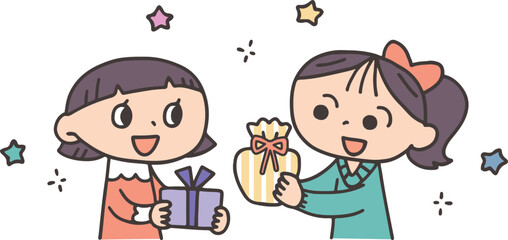 プレゼントの交換をする女の子