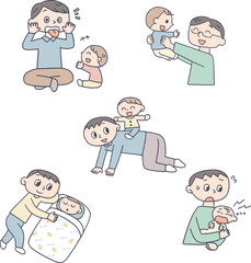 育児をするお父さんのセット