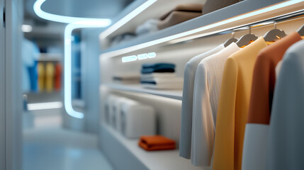 Modern retail space showcasing stylish apparel in a sleek environment