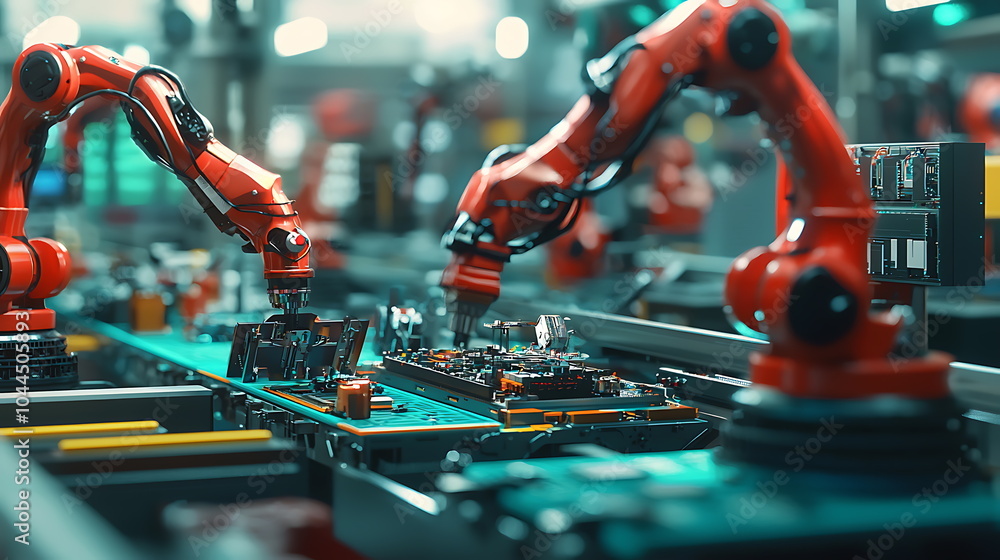 Aufkleber Robotic arms revolutionizing electronics manufacturing the future of automated assembly in high-tech factories