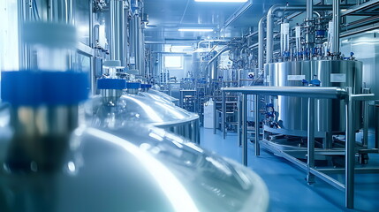 Obraz premium Exploring a modern industrial facility a comprehensive look at advanced equipment and stainless machinery in a high-tech environment