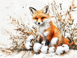 Fototapeta premium Fox Sitting in Snow