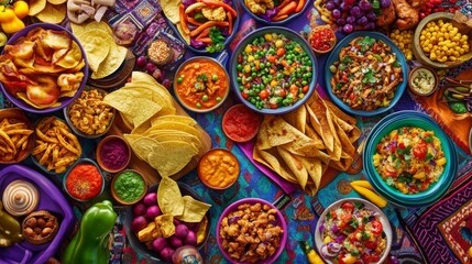 Fototapeta premium Vibrant International Dishes in Festive Display