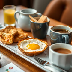 Close-up of breakfast served on table