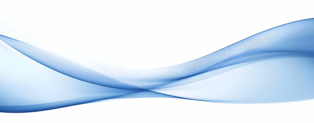 Smooth Blue Wave Lines on White Background