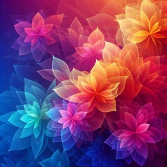 Obraz premium 3D Beautiful abstract neon light glossy metallic floral background, Dazzling neon kaleidoscope floral background.