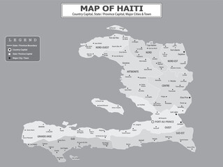 Obraz premium American Countries Geography Political map. Political map of country with capital, province or state capital, major cities and town.