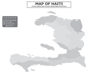 Obraz premium American Countries Geography Political map. Political map of country with capital, province or state capital, major cities and town.