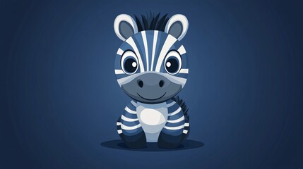 Zebra on blue backgrounds cute cartoon bunny illustration