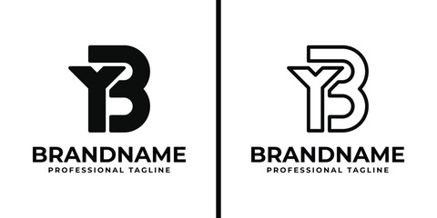 Letters YB or BY Monogram Logo Set, for business with BY or YB initials