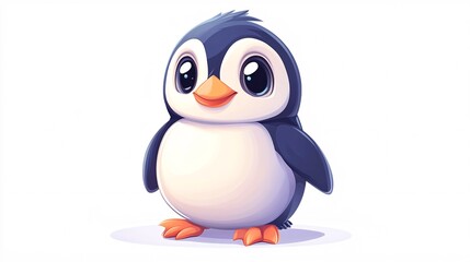 Obraz premium A cute cartoon penguin in the snow enjoying winter fun and Christmas in Antarctica