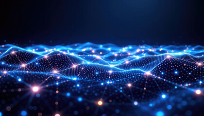 Futuristic Digital Network Grid Illustration Representing Artificial Intelligence Infrastructure, Data Connectivity, and Real-Time Data Flow in a Seamless AI Environment