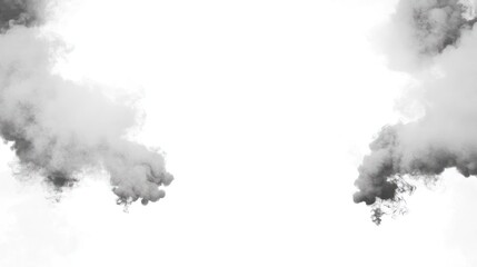 A foggy scene with smoke billowing from both sides against a white background.