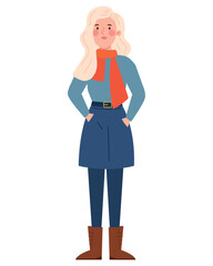 blonde woman wearing autumn clothes