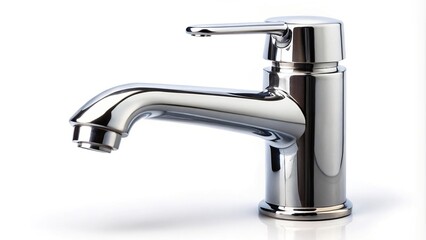 Shiny bathroom faucet isolated on white background