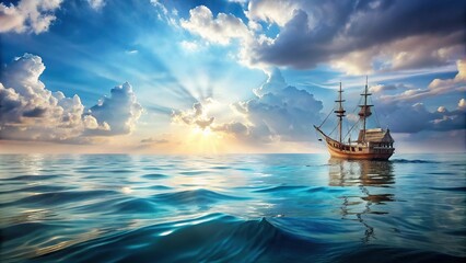 Seafaring ventures exploring vast waters, discovering tranquility in silhouette