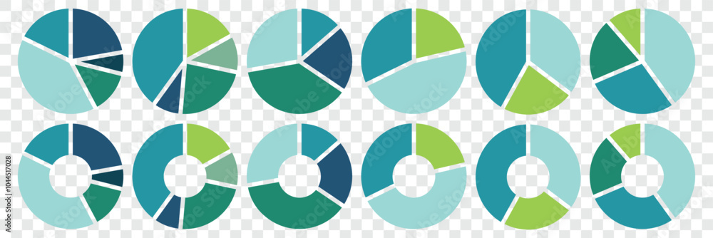 Poster pie chart set. segment slice sign. circle section graph. colorful diagram collection. business prese