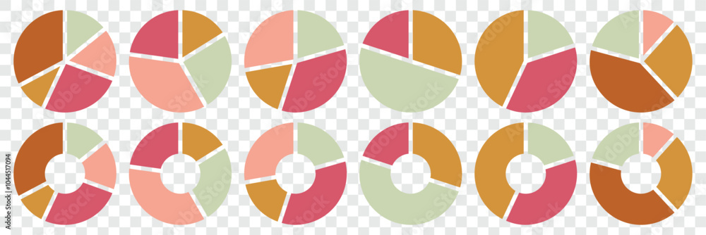 Poster pie chart set. segment slice sign. circle section graph. colorful diagram collection. business prese