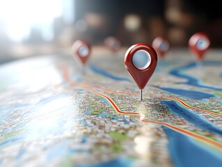 Digital GPS Location Pin and Route Path Map Concept