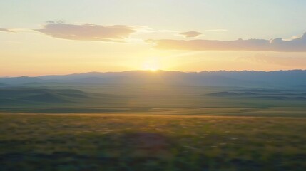 Fototapeta premium Sound waves radiating across a serene landscape, symbolizing the interconnectedness and harmony of natural and auditory elements.