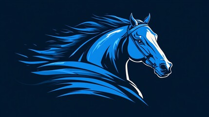 Blue horse head vector illustration