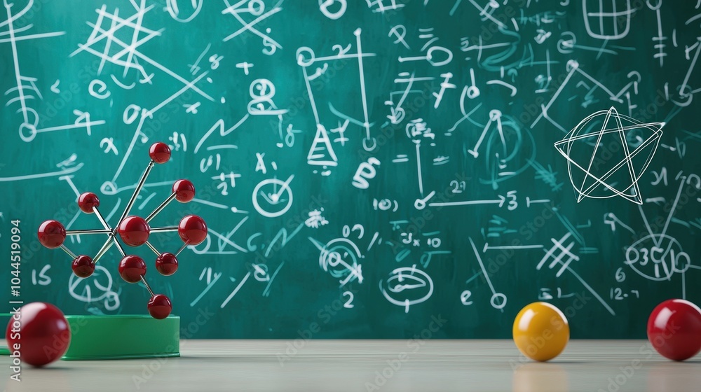 Poster chalkboard with mathematical formulas, representing knowledge and learning