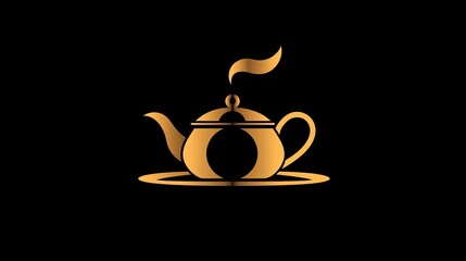 Illustration of teapot on black background