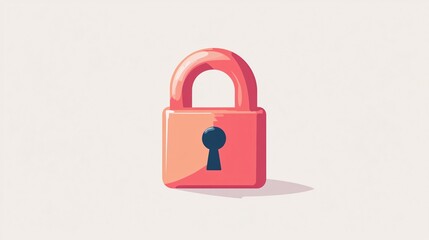 3D illustration of a closed padlock and key symbolizing security and protection