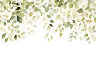Delicate green and white leaves cascade against a dark background, creating a serene and natural aesthetic.
