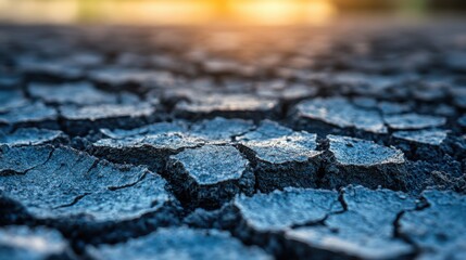 Parched Dry Soil with Cracks Reflecting Nature's Drought - A Visual Representation of Drought Conditions for Environmental Awareness and Education