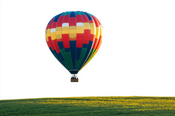 Naklejka premium Hot Air Balloon Ascending Over Field