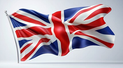 Fototapeta premium Union Jack flag of the United Kingdom waving in the wind in a 3D representation