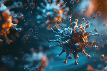 Coronavirus 2019 nCov novel coronavirus concept. Microscope virus close up. 3d rendering.