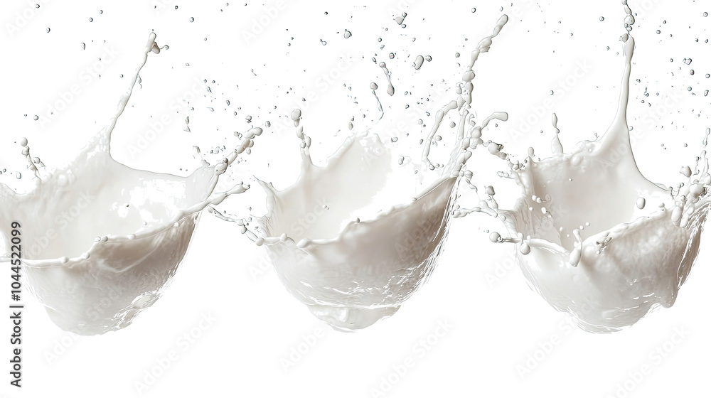 Aufkleber milk splashes captured in a collection of high-speed action shots generative ai