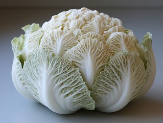 Obraz premium Close-Up of a Fresh Cabbage with Delicate Green and White Leaves