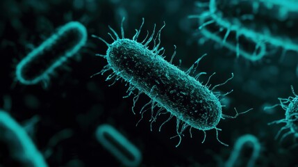 Fototapeta premium Ancient microbes under microscope reveal intricate cellular structures, showcasing their mysterious and ancient nature, ideal for scientific and educational content