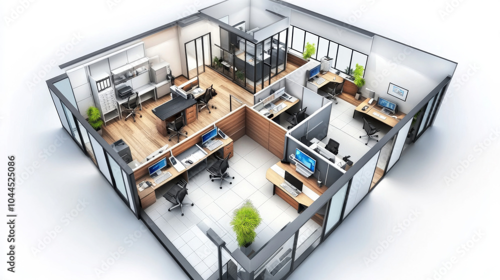 Aufkleber designing the layout and look of an office space.