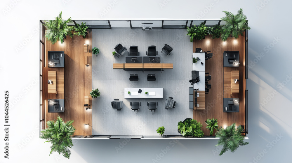 Poster designing the layout and look of an office space.